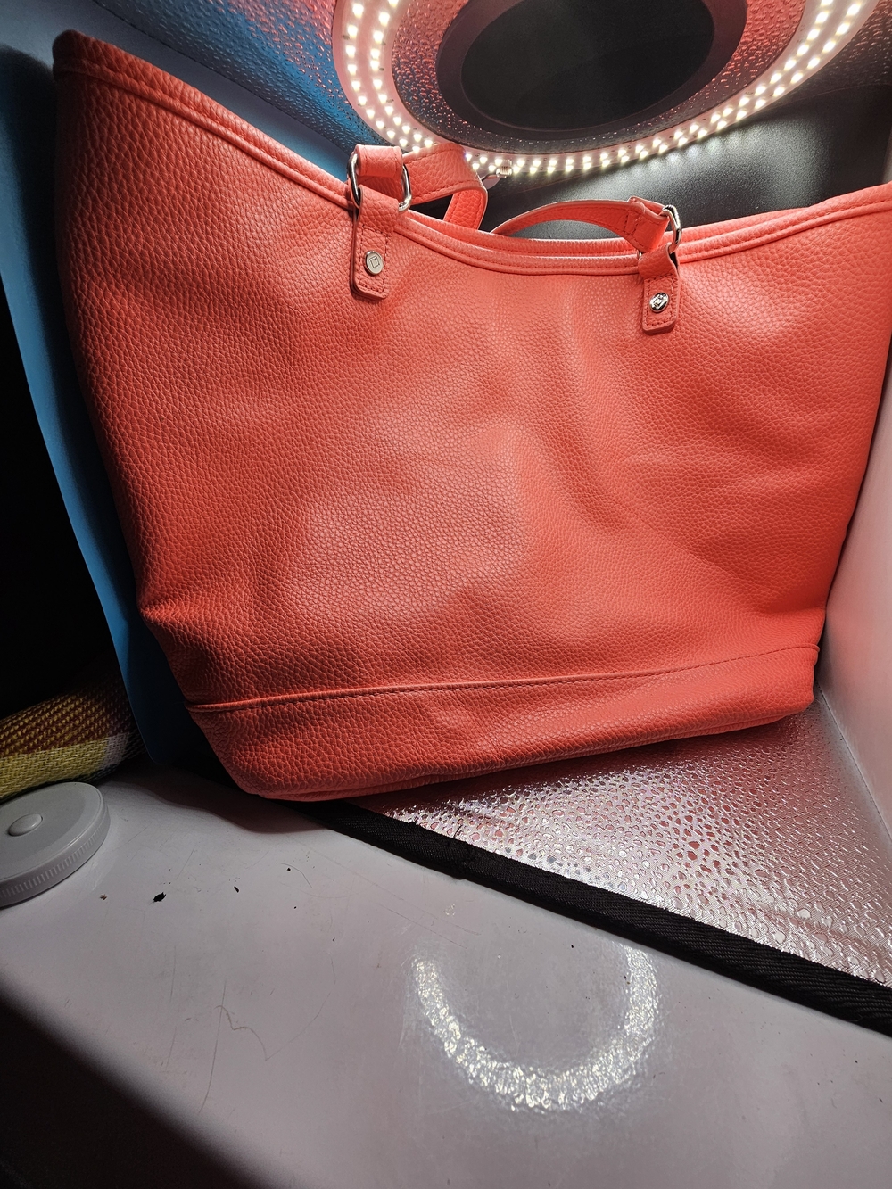 thirty-one Coral Red Pebbled Tote Crossbody